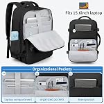 ZOMFELT Travel Backpack for Women Men, Carry on Luggage Backpack, TSA 15.6 inch Personal ltem Travel Bag Airplane, Weekender Bag Laptop Backpack Casual Daypack for School Business Trip, Black