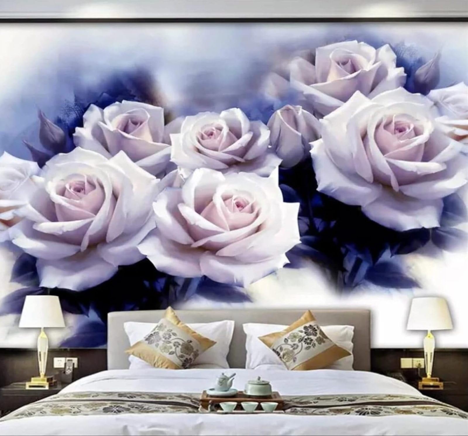 XLMING Vintage Three Dimensional Minimalist Romantic Roses 3D Wallpaper Luxury Home Dining Decor Paste Sofa Living Room The Wall for Bedroom Mural-400cm×280cm