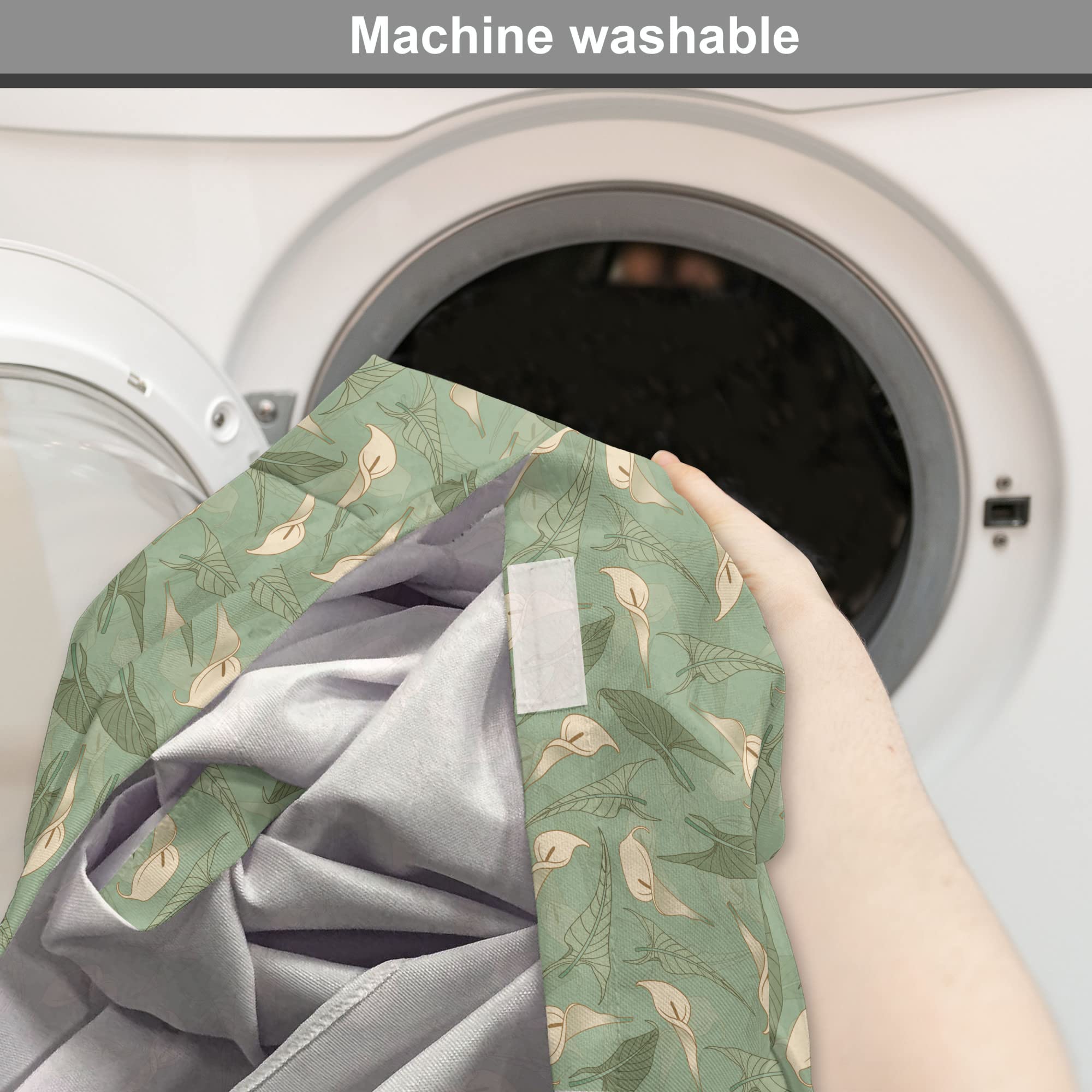 Ambesonne Flower Dog Crate Cover, Calla Flowers with Fresh Green Leaves Ornamental Arrangement Summer Foliage, Easy to Use Pet Kennel Cover for Medium Large Dogs, 36 Inch, Cream Reseda Green