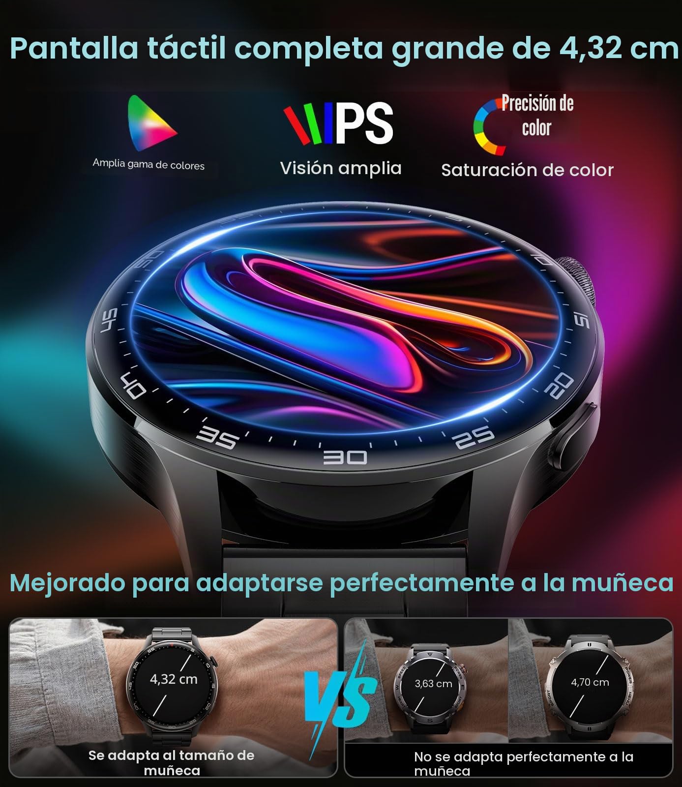 Reloj Inteligente Hombre, LIamadas Bluetooth, 1,7"Grande Smartwatch Hombre con Linterna LED/800 mAh/IP68, 100+ Modos Deportivos, Monitor de Frecuencia Cardíaca y Sueño, Android e iOS, Negro Silicona