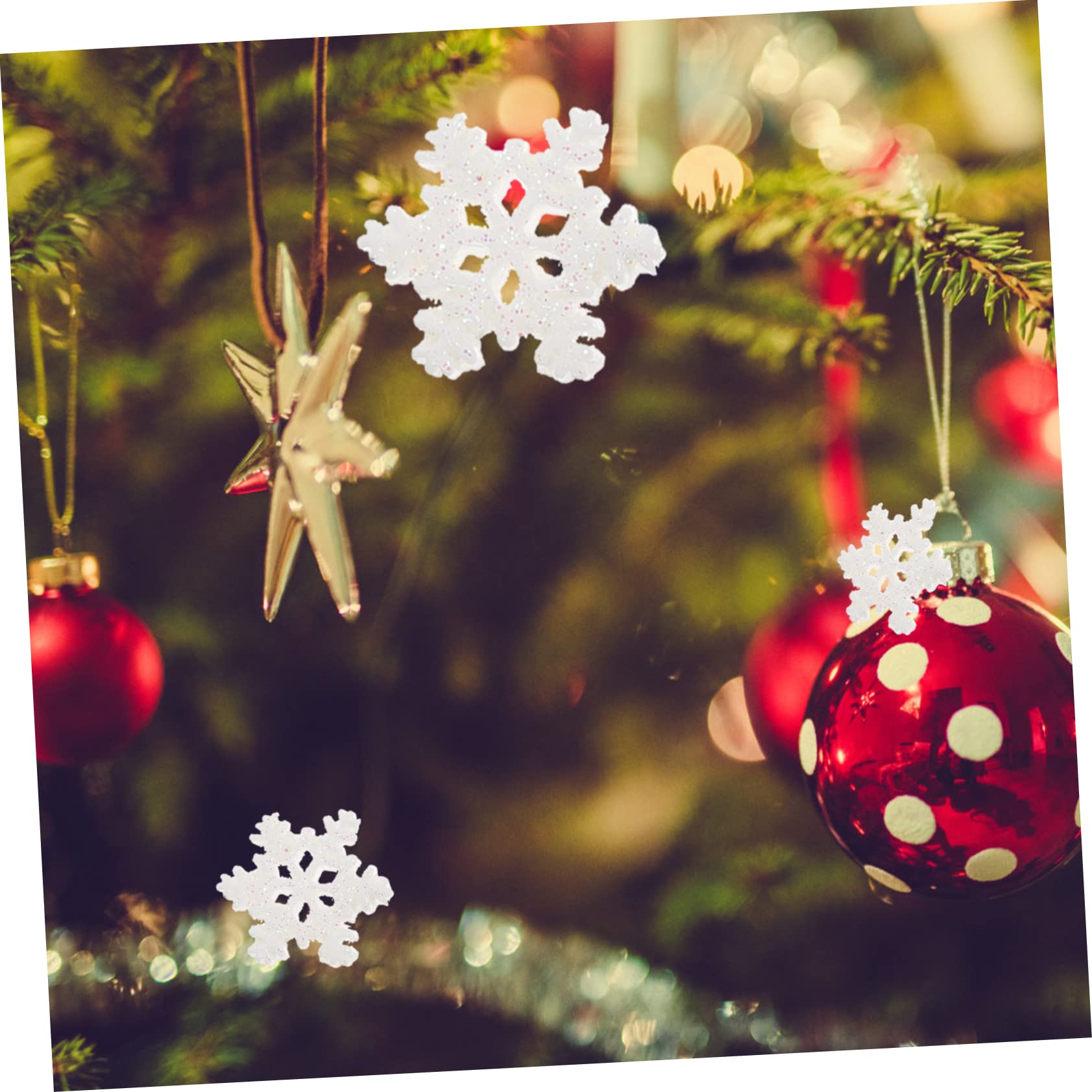 SHINEOFI 300 Pz Fiocco Di Neve Micro Paesaggio Ciondolo Fiocco Di Neve Glitterato Decorazioni Per Festival Fai Da Te Casa Delle Bambole Delle Fate Delle Vacanze Micropaesaggio Resina Bianca
