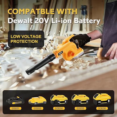 Miniatura 4 de Soplador de hojas inalámbrico para batería Dewalt de 20 V máximo, soplador de aire eléctrico para el lugar de trabajo, velocidad variable de hasta