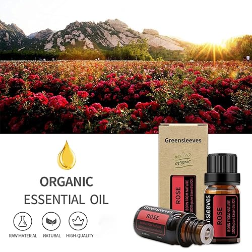 Miniatura 4 de GREENSLEEVES Aceite esencial de rosa, 0.3 onzas líquidas de aceite aromático puro a base de plantas para aromaterapia, aceites esenciales para