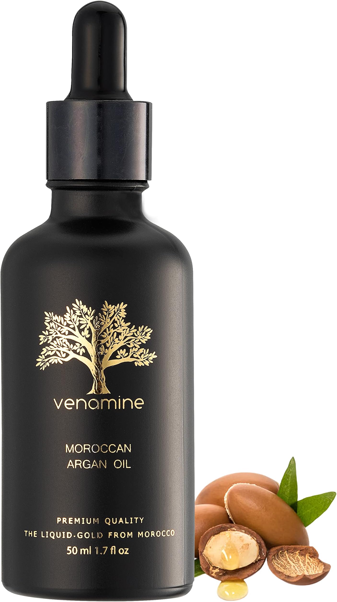 VENAMINEOrganic Argan Oil, 100% Pure USDA Certified, For Hair, Face & Skin, Imported from Morocco 50 ml 1.7 fl.oz