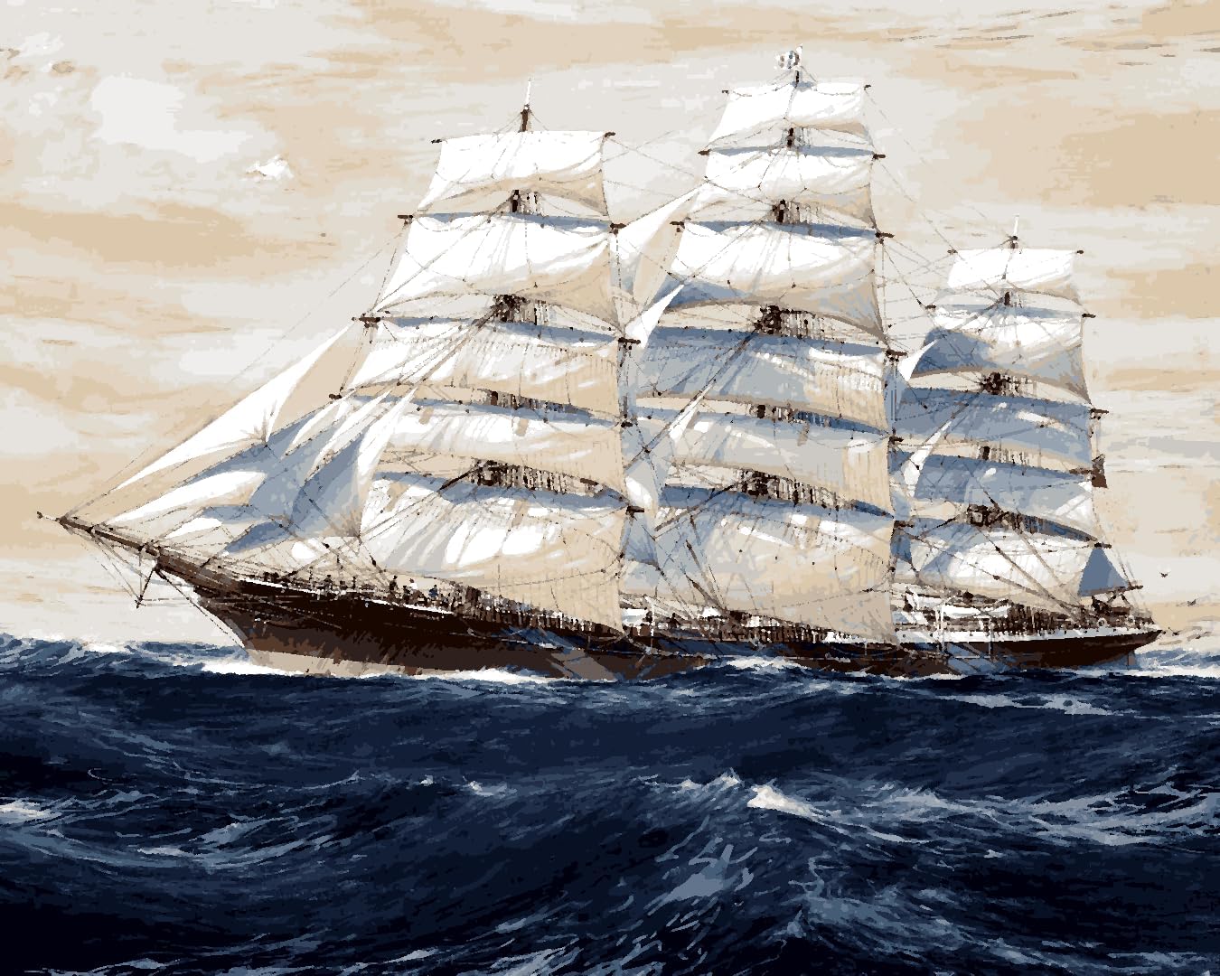 Sailing Ships Collection PD (11) - The Australian Clipper Ship Torrens Under Full sail - Van-Go Paint-by-Number Kit 50x65cm no Frame