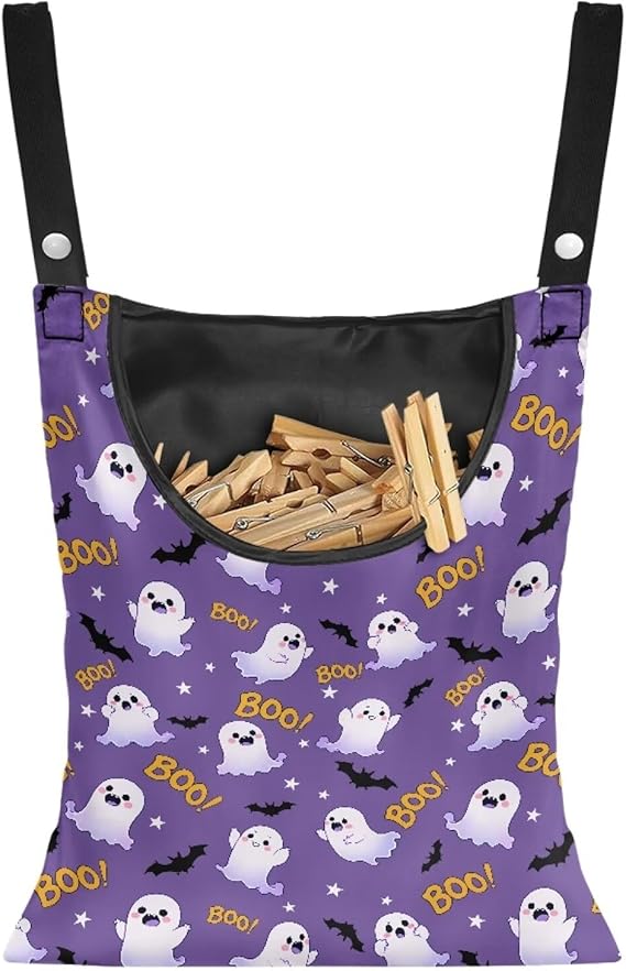 Psesaysky Ghost Boo Clothespin Bag with Large Opening