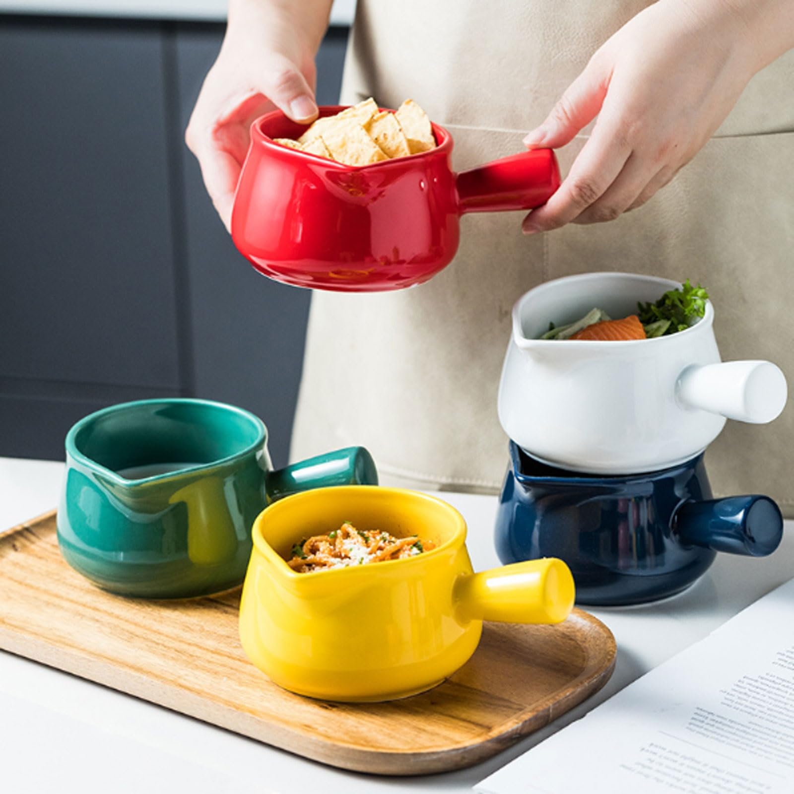 MRKU Pot à Lait, saucière, Tasse à Eau, pichet, crémier, Distributeur de café, sucrier, en céramique avec Bec verseur, sans Plomb, en Porcelaine Cuite à Haute température, idéal pour Le Steak.