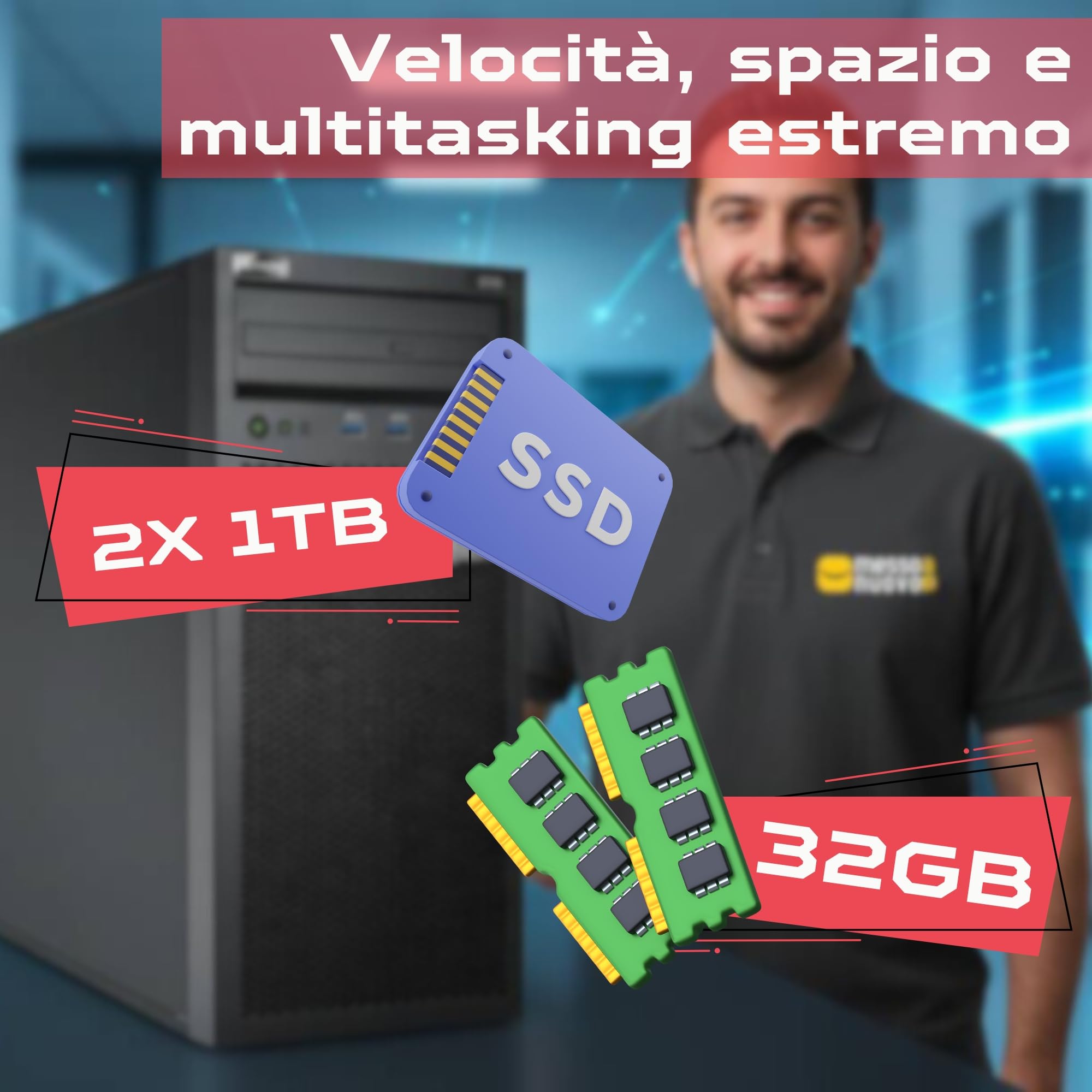 Lenovo Server ThinkSystem ST50 - CPU Intel Xeon E-2224G, 32 GB di RAM ECC, 2 SSD da 1 TB, Win Server 2025 Standard (ricondizionato)