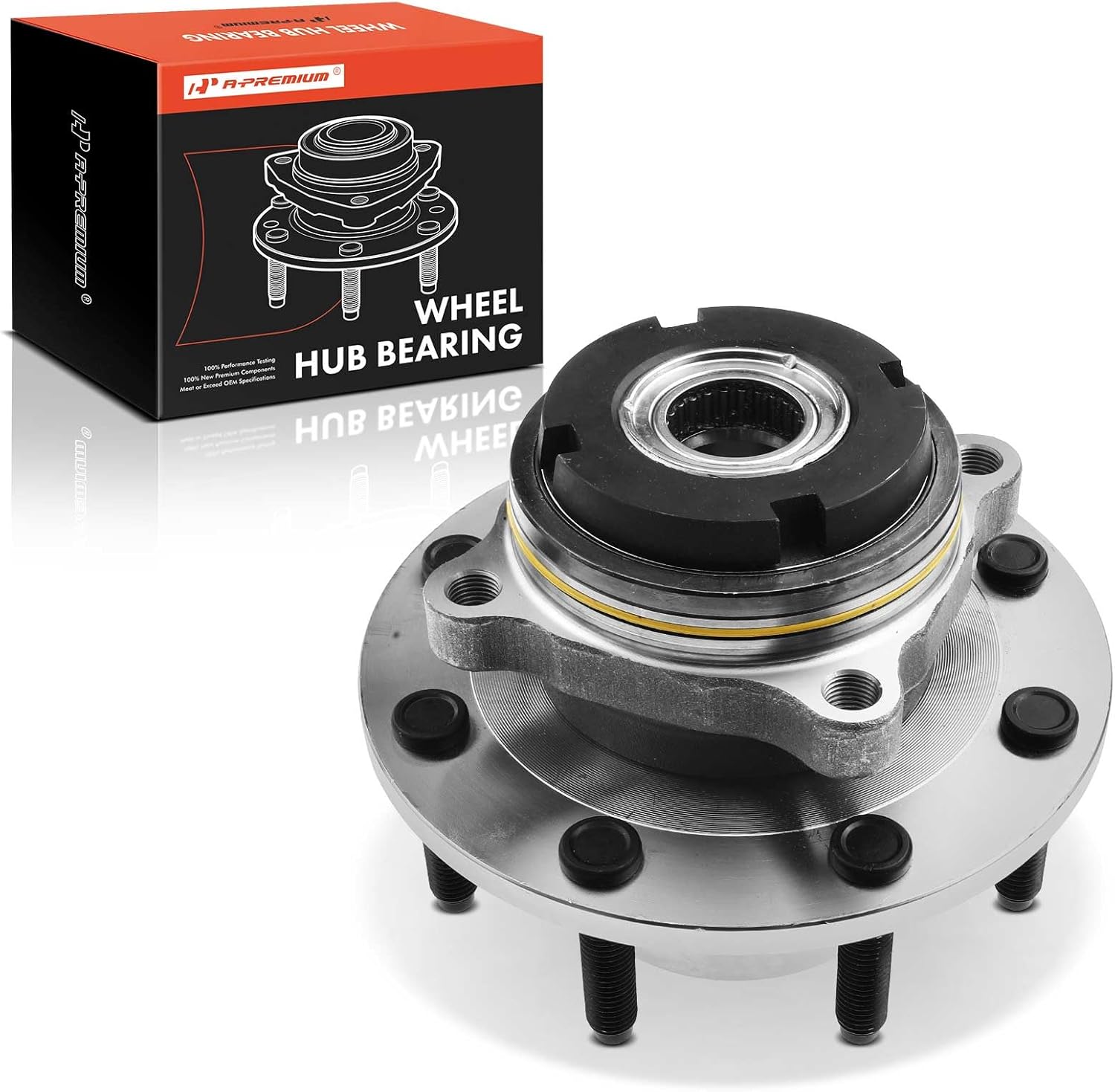 A-Premium Front Wheel Bearing and Hub Assembly with 8-Lug Compatible with Ford F-250 Super Duty 1999, F-350 Super Duty 1999, with SRW & 4WD & 2-Wheel ABS