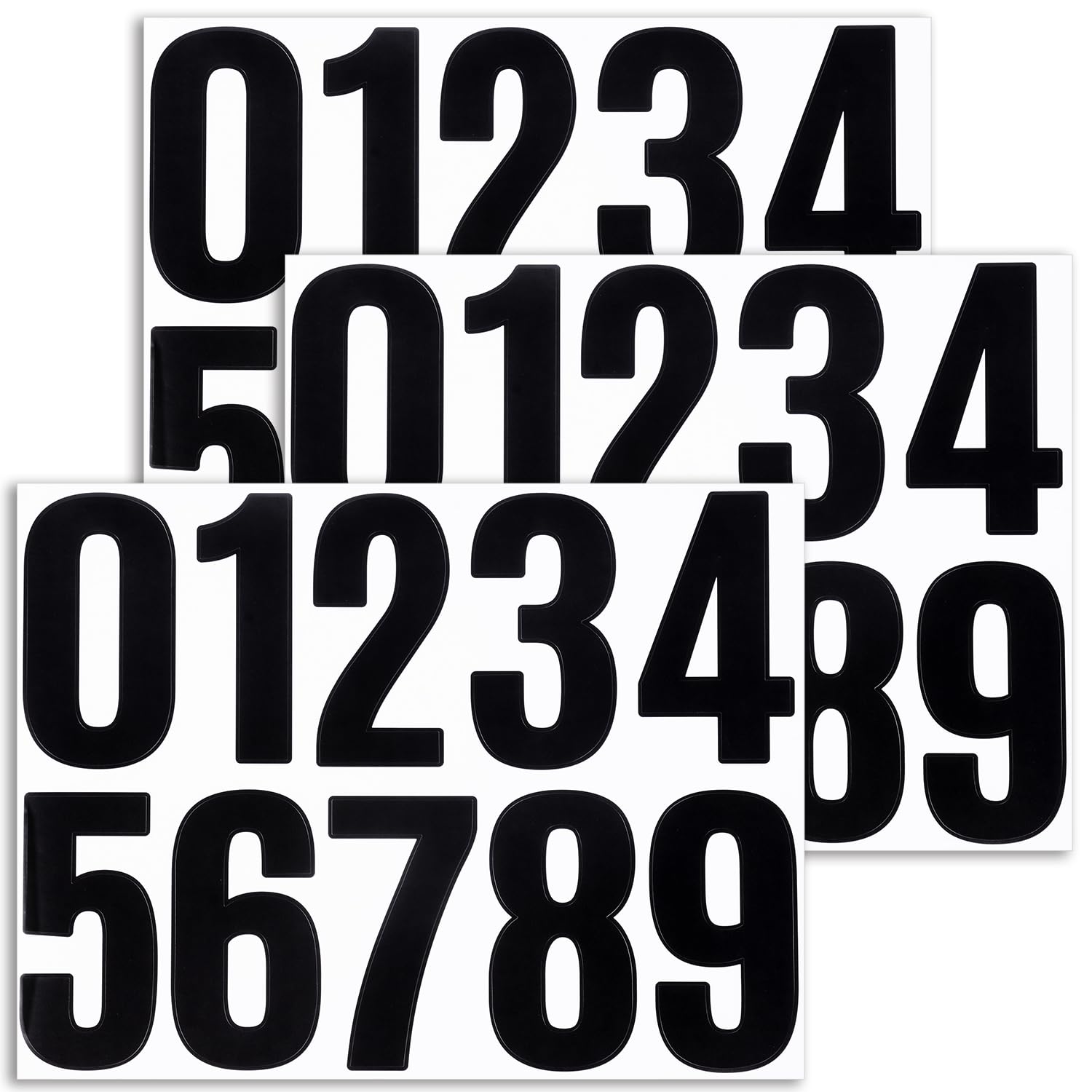 数字 シール 大きい 防水 ステッカー ナンバー 番号シール 大きめ ブラック ホワイト (黒, 4インチ)