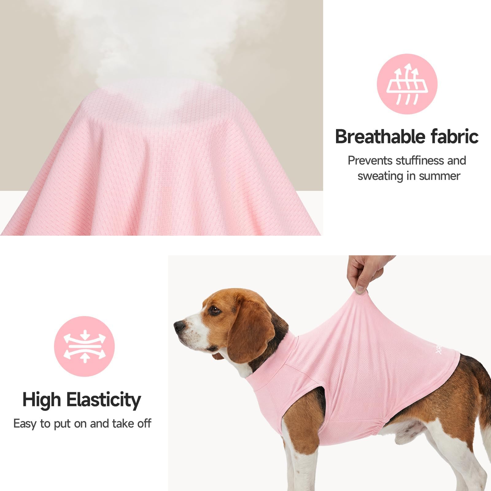 XPUDAC Paquete de 2 camisetas de protección solar para perros, de secado rápido, transpirables, elásticas, ligeras, sin mangas, ropa de verano para mascotas para perros pequeños, piel sensible, suave