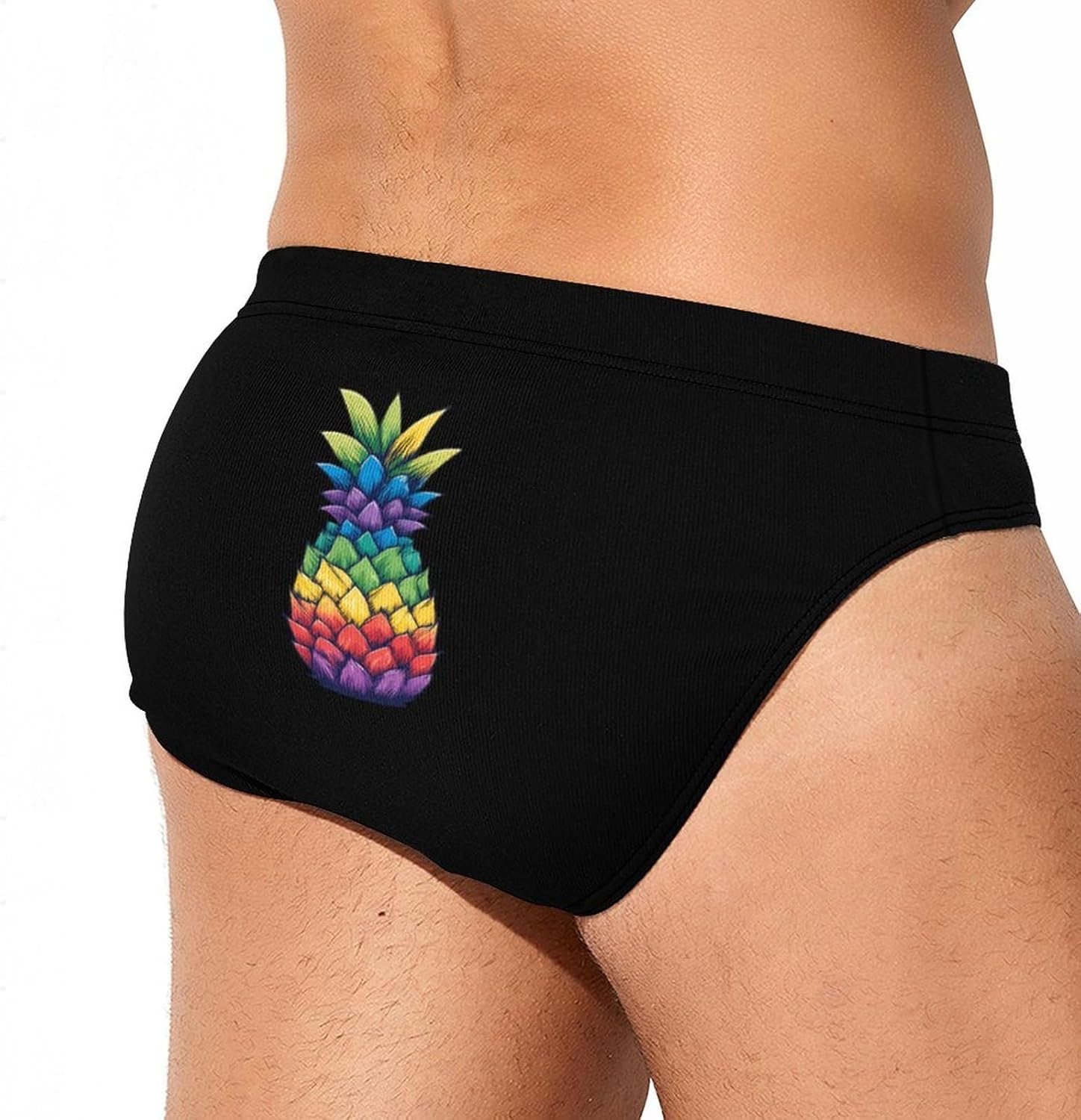 Colorful Pineapple Fruit Printed Men's Swimsuit Brief Sexy Bikini Briefs Retro Printed Swimwear Quick Dry Swimming Trunks X-Large