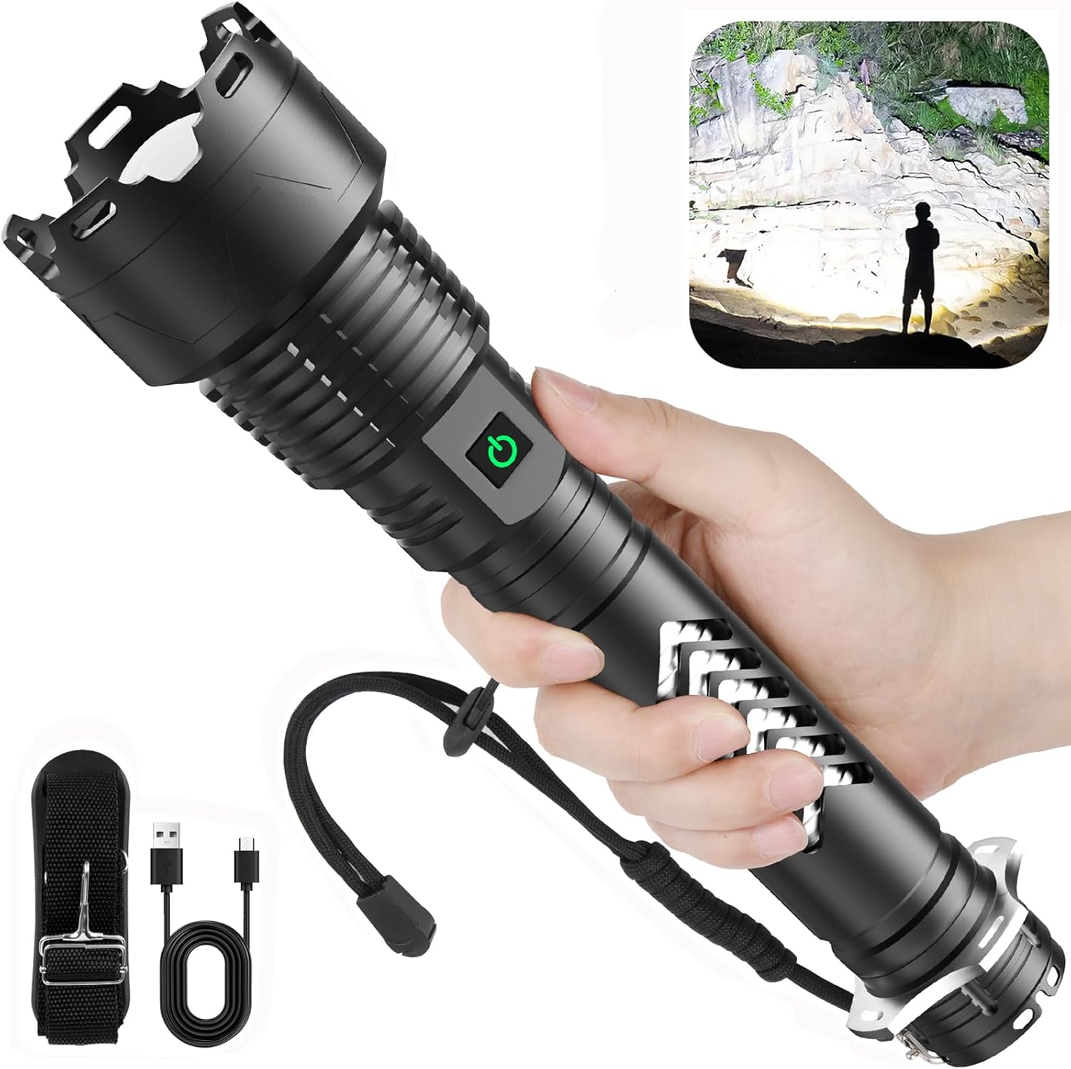 Rechargeable Flashlights High Lumens, 900000 Lumens Super Bright Flash Light with