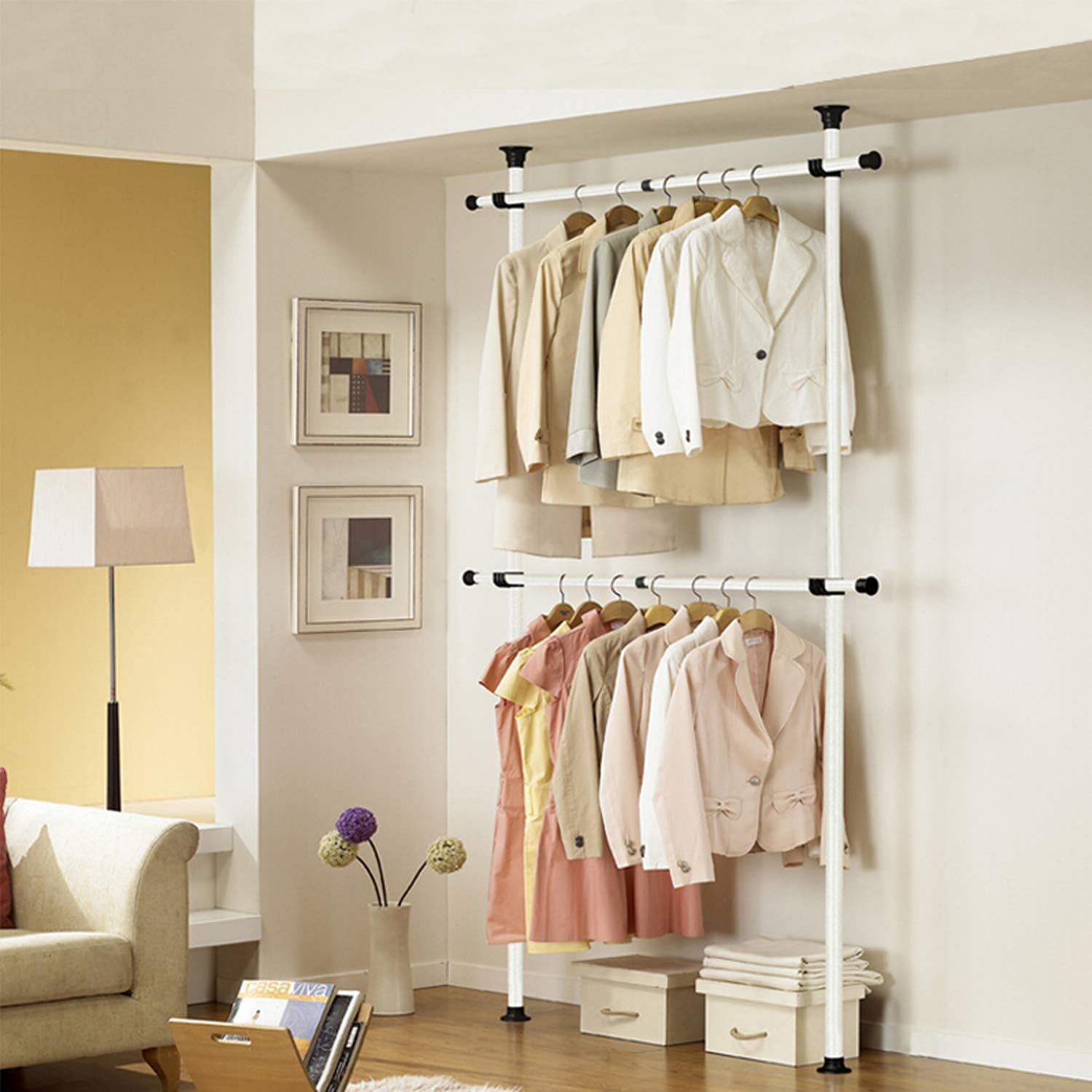 Direct Online Houseware Telescopic Wardrobe Organiser Hanging Rail Clothes Rack Adjustable Storage Shelving,RBW2715
