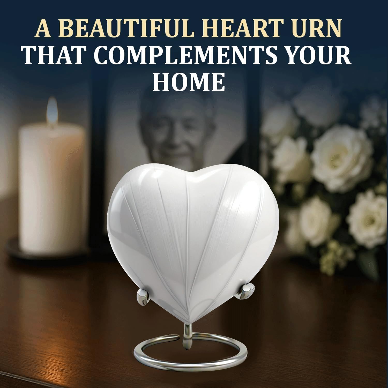 Small Urns for Human Ashes Keepsake – Heart Urn for Men & Women – Mini Urns with Stand – A Loving Heart Shaped Cremation Urn to Honor Their Memory Forever (White) - Image 8