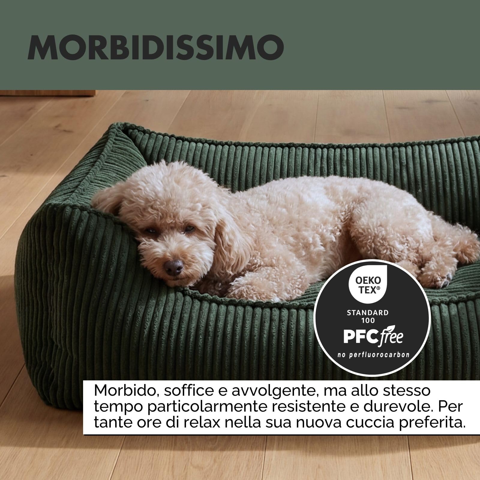 Anton Cama ortopédica para perros, cesta para perros pequeños, medianos y grandes (oliva, 100 x 70 cm)
