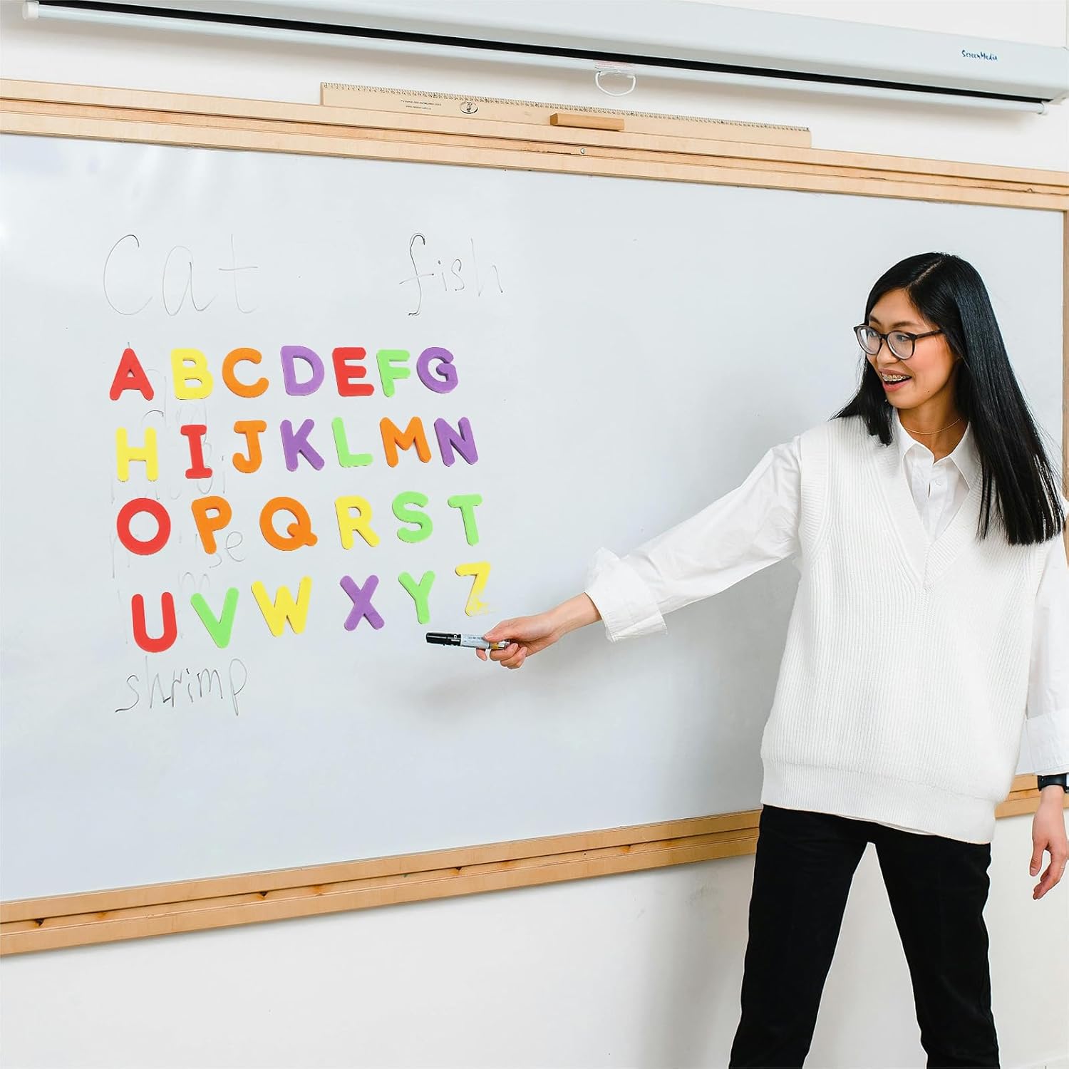 69 Pieces Magnetic Letters and Numbers Set, ABC Uppercase and Lowercase Letters, Numbers 0-9 and Calculation Sign, Colourful Fridge Magnets for Magnetic Board or Fridge