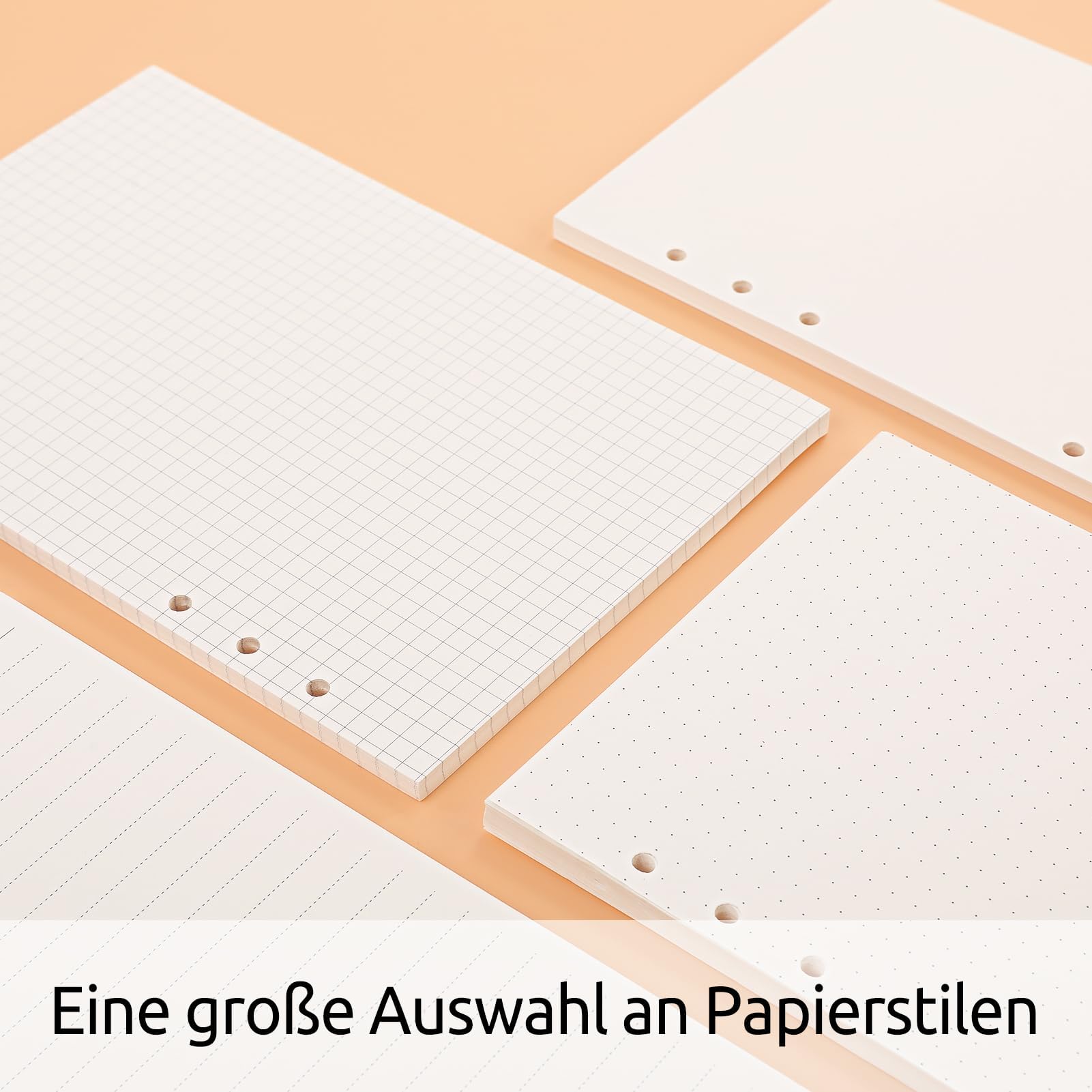 SKYDUE Segregator A5 do ponownego napełniania, papier w linie, 135 arkuszy, wkłady do segregatora, do 6-otworowych, 21 x 14,2 cm