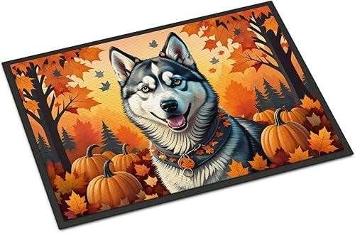Caroline's Treasures DAC1074JMAT Siberian Husky Fall Indoor or Outdoor Mat 24x36 Front Door Mat Indoor Outdoor Rugs for Entryway, Non Slip Washable