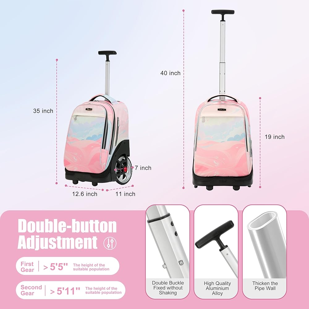 Amazon.com | NEW TILAMI 19 Inch Rolling Backpack with Lunch Bag