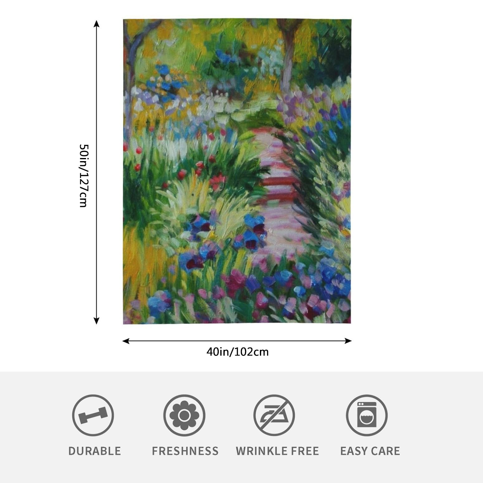 HGOD DESIGNS Monet Painting Flannel Fleece Bed Blanket Throw Blanket Lightweight Cozy Plush Blanket for Bedroom Living Rooms Sofa Couch 100x130cm - Image 2