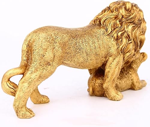 Miniatura 4 de Estatua decorativa de resina feng Shui León para madre e hijo de león, escultura de elefante, regalos para mujeres, dorado