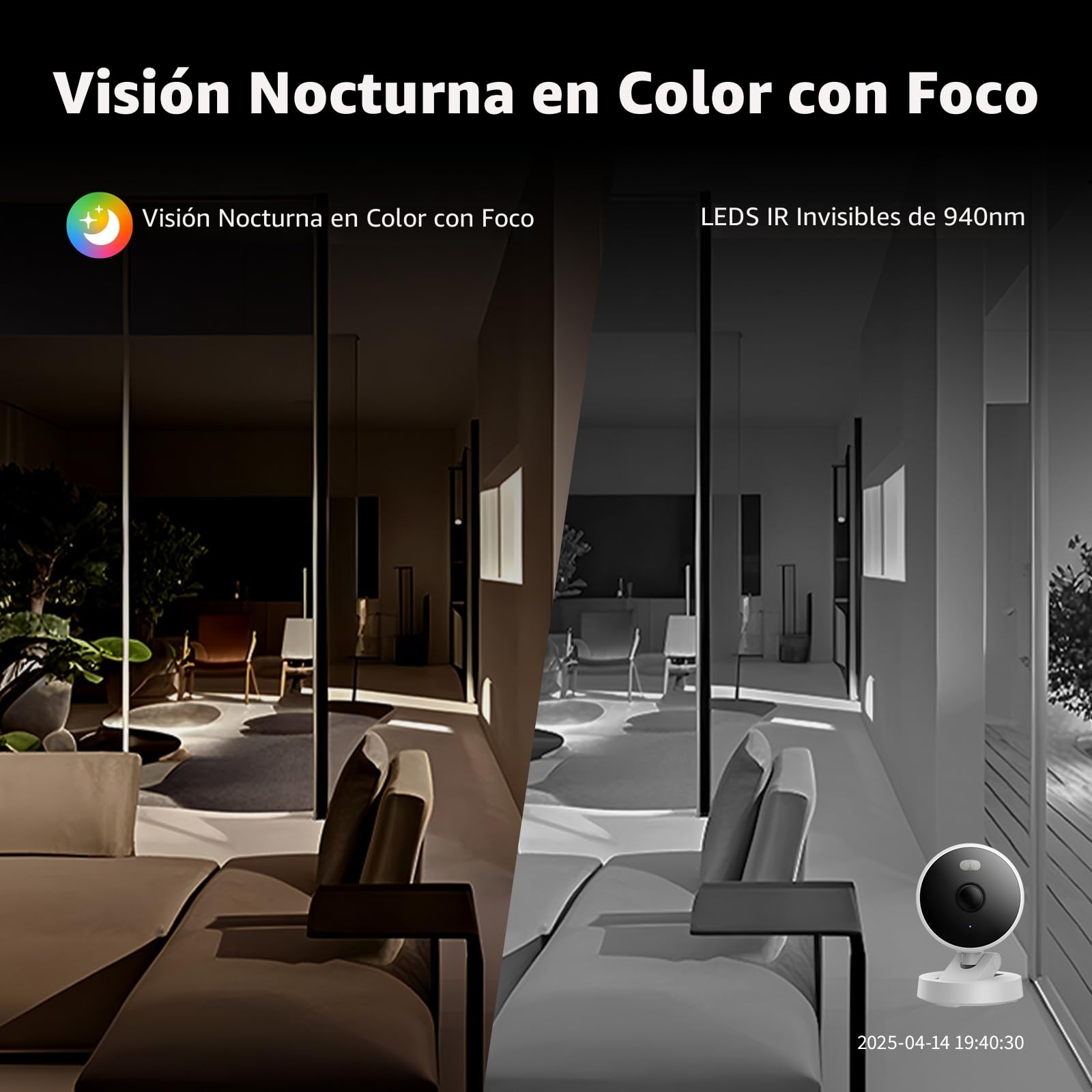 Aqara Camara Vigilancia WiFi Interior/Exterior G100, 2K, HomeKit Secure Video,Visión Nocturna a Color con Foco, Detección IA, Wi-Fi 6, Audio Bidireccional, Compatible con Alexa, Google, Blanco