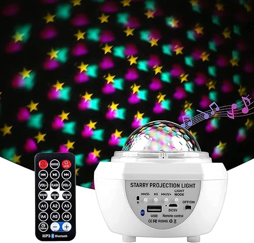 Miniatura 2 de Proyector de luz de estrella para dormitorio con control remoto, proyector de luz nocturna recargable por USB LED para niñas, proyector de luz de