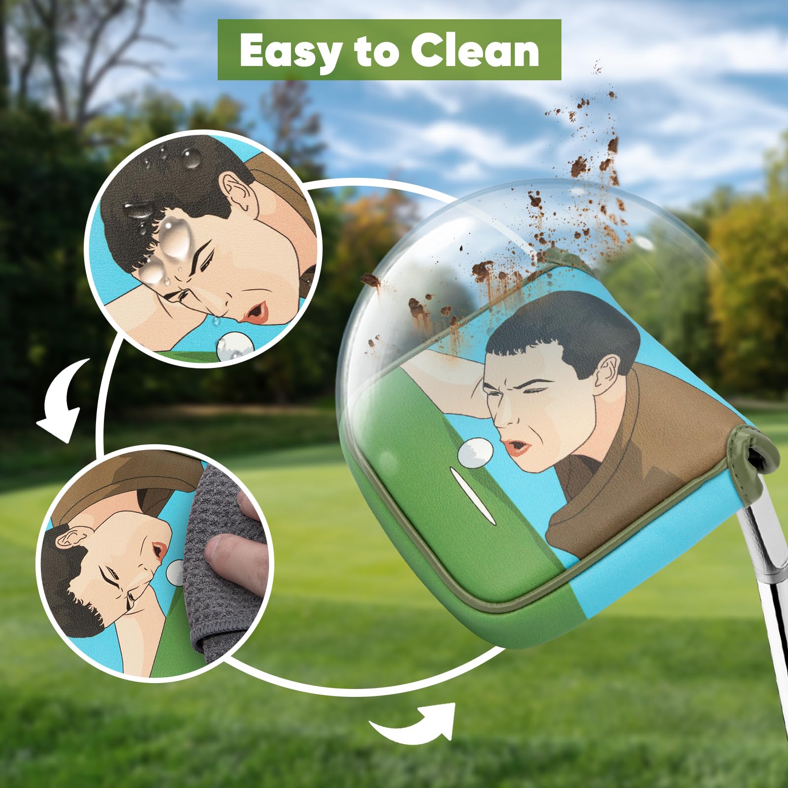 Divertida funda de putter de golf con cierre magnético de cuero para todas las marcas