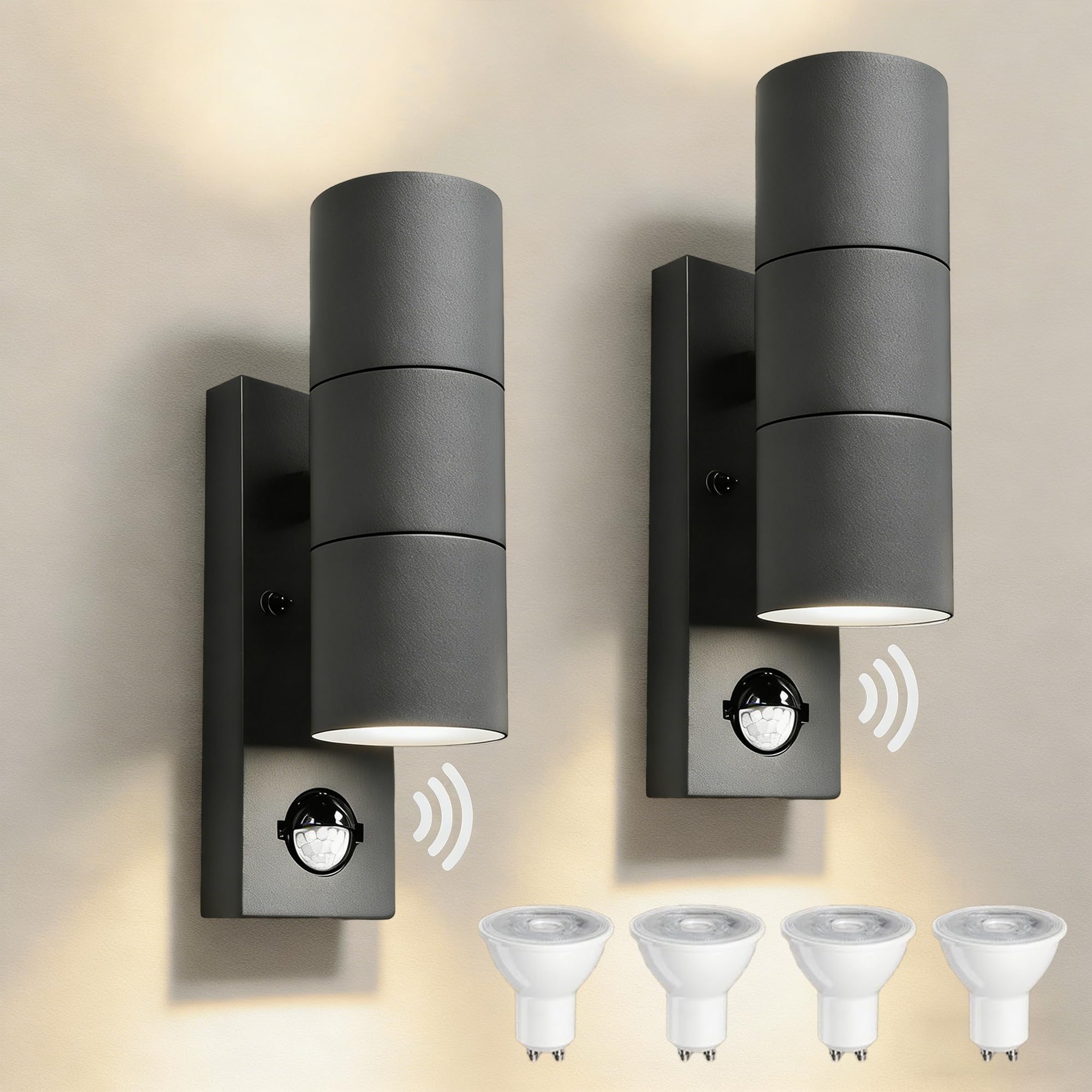 JNR PIR Adjustable Motion Detector Outdoor Lamp, Anthracite 2 Pack