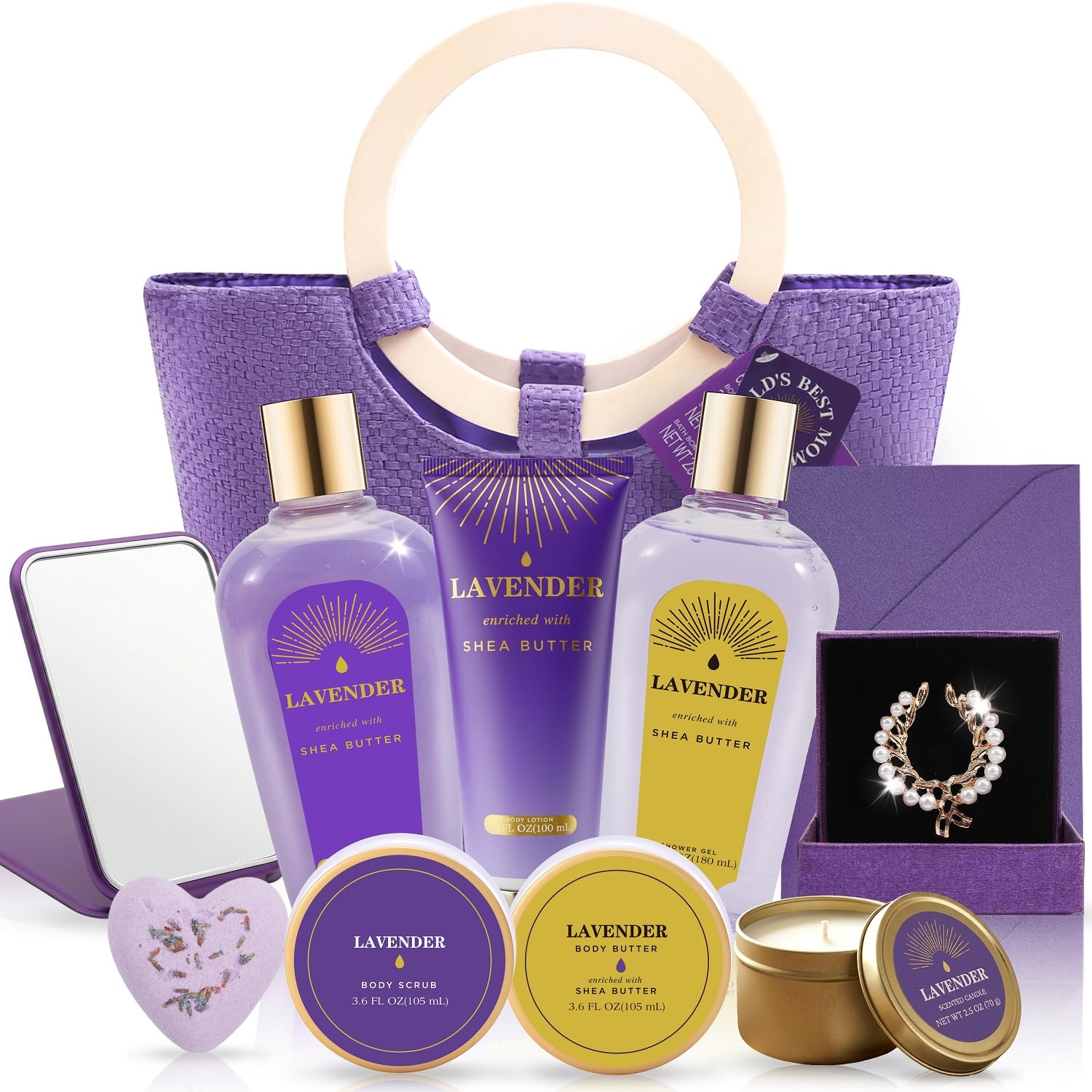 Spa Luxetique Set de Regalo de Baño, 11pcs Lavanda Set Belleza Regalo Mujer con Loción Corporal, Gel de Ducha, Bain Moussant, Regalo Cumpleaños, Regalos de Navidad y San Valentin