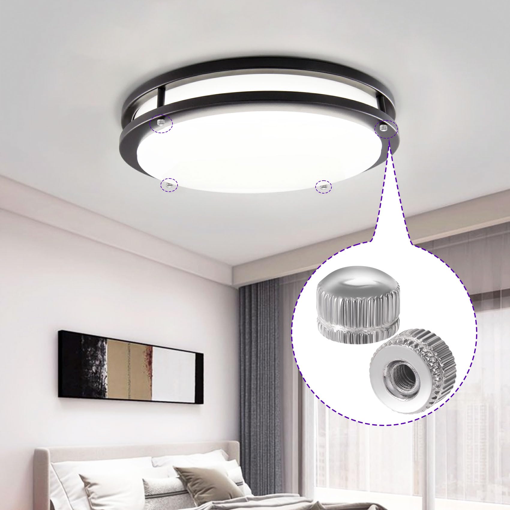 14 tapas de rosca para accesorios de luz, tuercas de perilla de remates de lámpara, tapa de rosca para pantalla de lámpara, piezas de repuesto decorativas (plata, M4) 6
