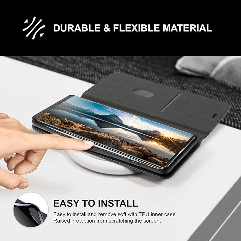 BEZ Samsung Galaxy A50 / A30s Flip Tok - Prémium Műbőr Védőtok Kártyatartóval, Állvánnyal és Mágneses Zárral - Fekete
