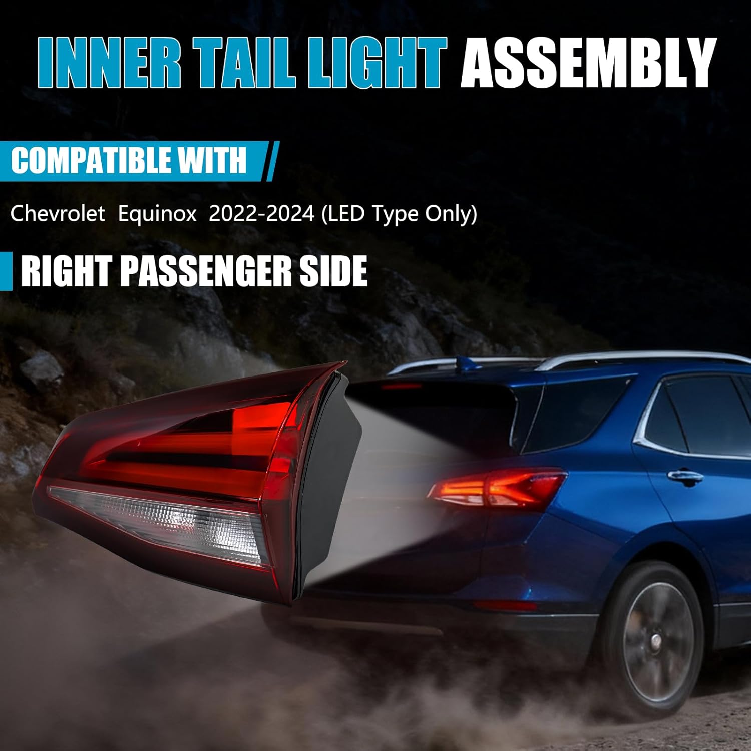 Inner Tail Light Assembly for Chevrolet Equinox 2022-2024, LED Rear Brake Turn Signal Inner Tail Lamp Taillight Assembly for Chevy Chevrolet Equinox 2022 2023 2024 Replacement, Passenger Side