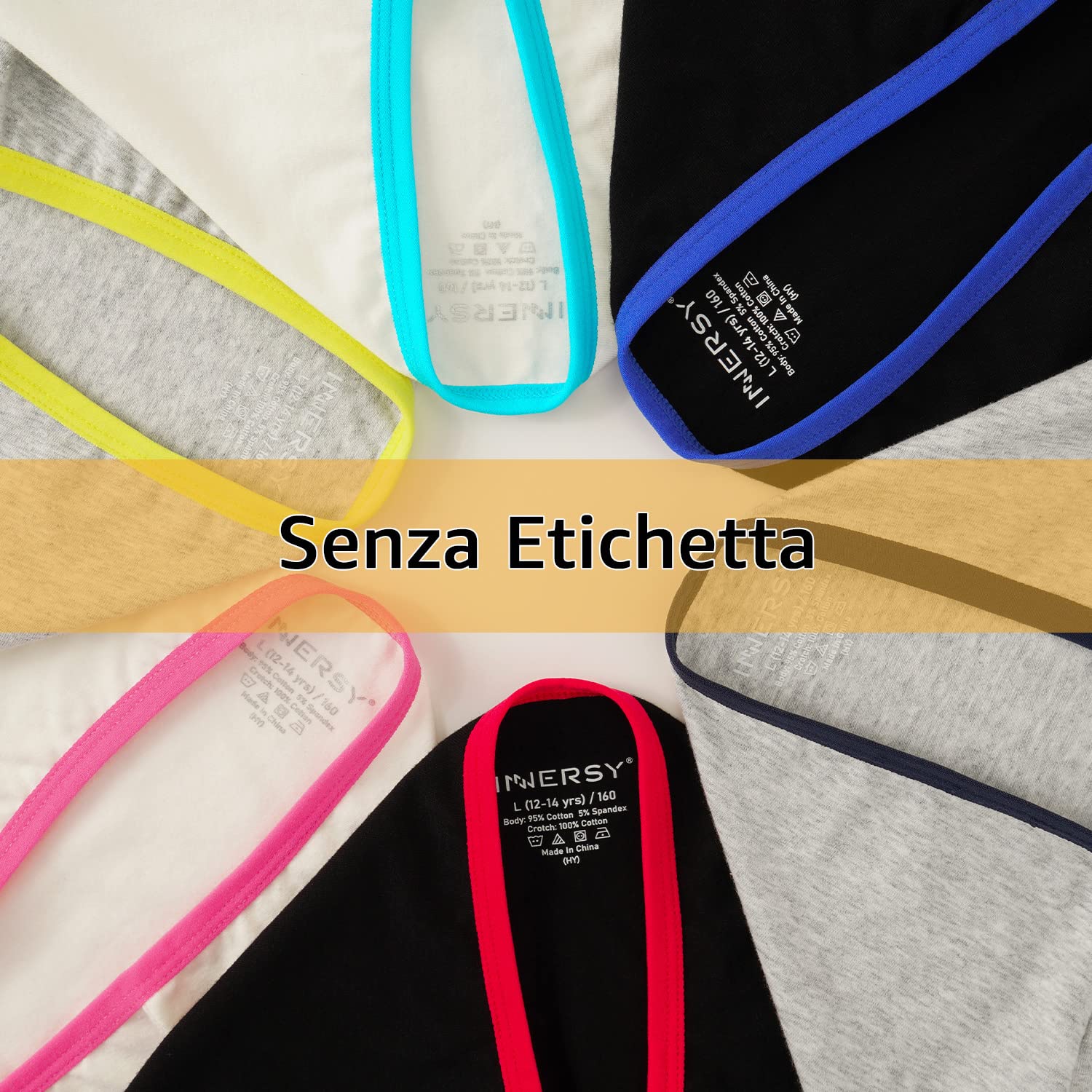 INNERSY Mutande Ragazza Adolescenti in Cotone Morbidi Slip Vita Media Intimo 10-16 Anni Pacco da 6