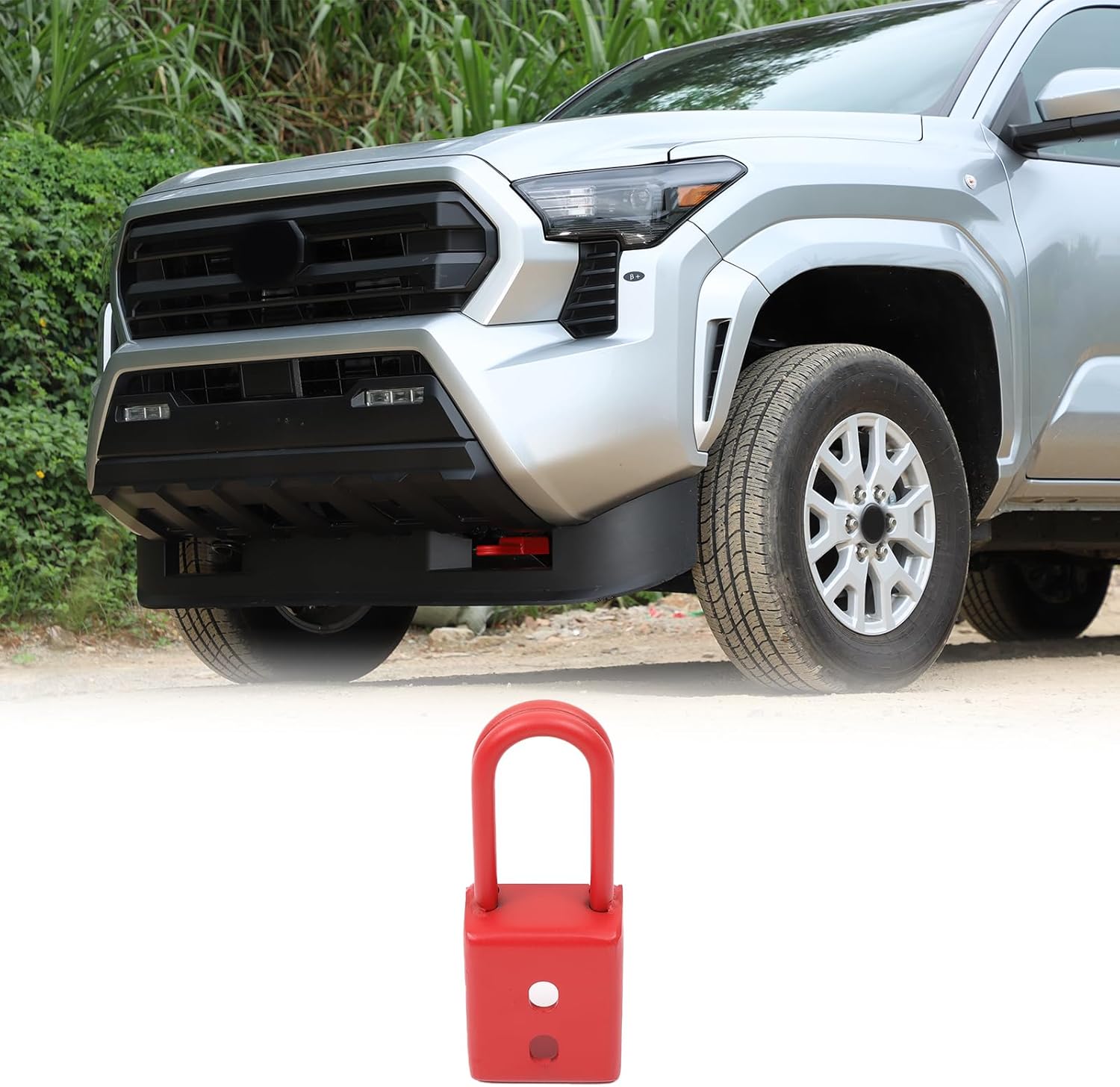 Front Tow Hooks Ring Compatible with Toyota Tacoma 2024 2025 2026 Exterior Accessories, Front Bumper Towing Hooks Ring Replacement, 1Pcs (Red)