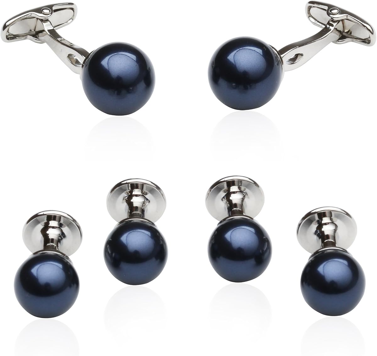 Cuff-Daddy Gemelos y tachuelas formales con perlas de imitación para hombre con caja de presentación de joyería Gemelos para hombres Almacenamiento Viajes Ocasiones especiales Negocios Gemelos para hombres Camisa de vestir