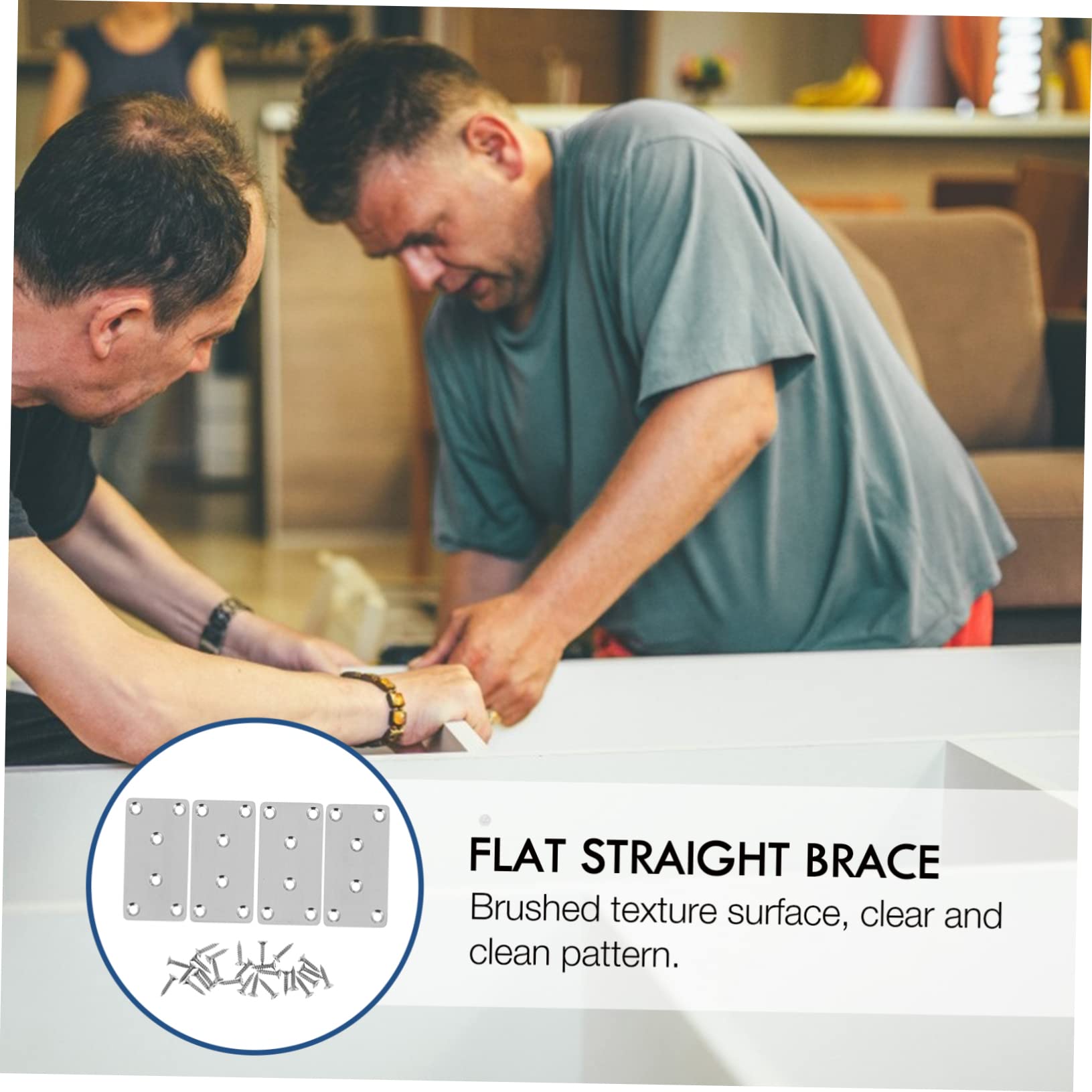 NAMOARLY Stainless Steel Corner Brackets 4pcs Flat Straight Brace Brushed Surface for Easy Installation