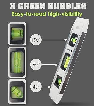 URASISTO Torpedo Level 9-INCH Level with 45°/90°/180° Bubbles, Small Measuring Tool(3 Pack)