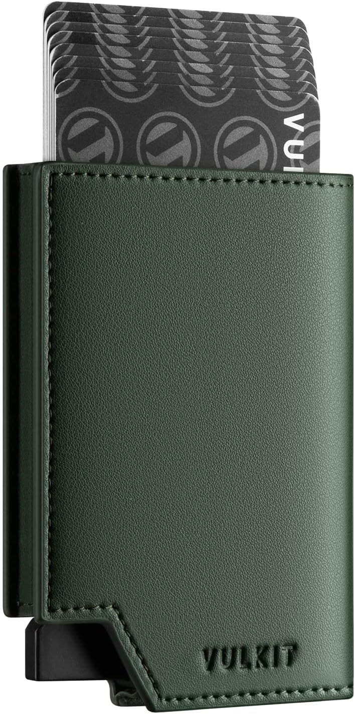 Men's Wallet Minimalist Pop Up Card Holder RFID Blocking Magnetic Closure Leather Wallet with ID Window for Cash & Credit Cards Up To 11 Cards