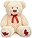 BEJOY Teddy Bear 91 cm Plush Toy Large Bear Cuddly Toy with Love Red Heart for Girlfriend and Children Gift, Beige