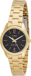 LTP-V005G-1B Women's Standard Analog Gold Tone Black Dial 3-Hand Analog Watch