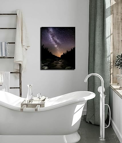 Miniatura 2 de Bathroom Wall Art Decor Bathroom Pictures for Wall Artwork Night Sky and Milky Way Nature Panorama Framed Canvas Wall Art for Bedroom Dining Room