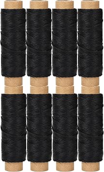 8 Black Waxed Leather Thread 1mm 150D Sewing Cord Pack for Crafting