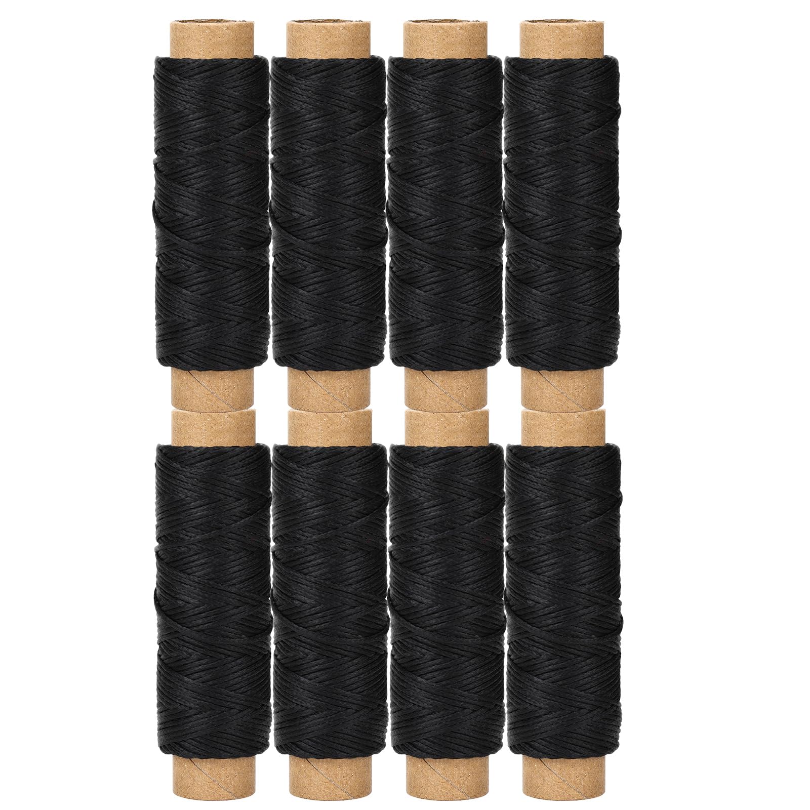8 Black Waxed Leather Thread 1mm 150D Sewing Cord Pack for Crafting