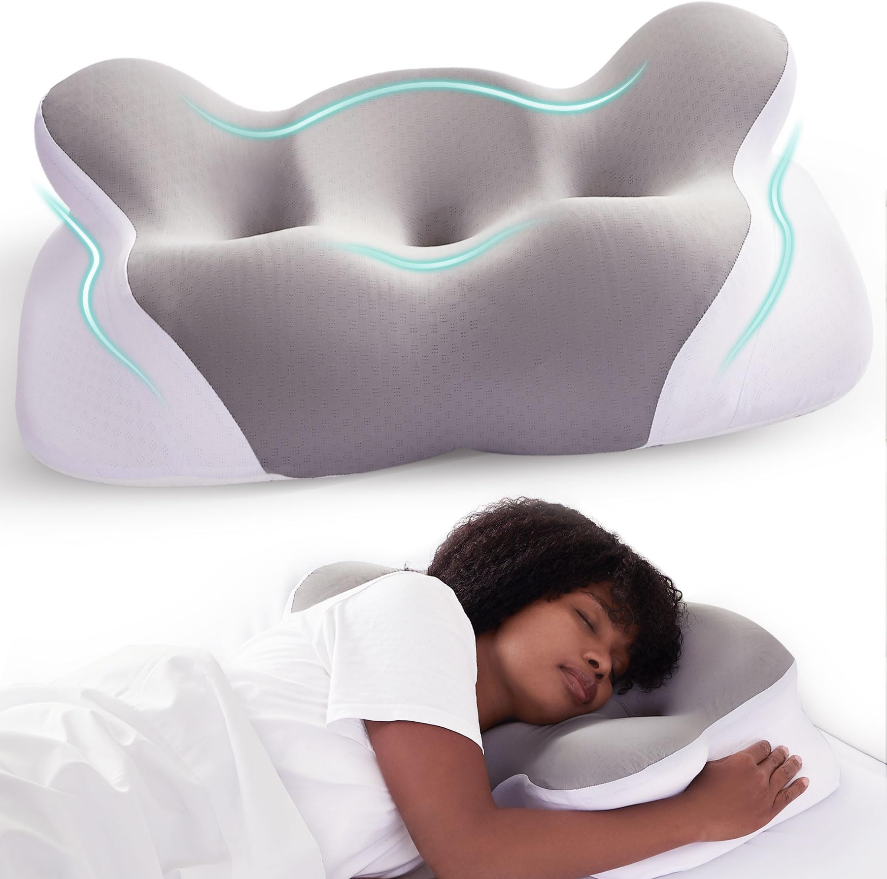 MIDO HOUSE Buckwheat Pillow DualPiece Ergonomic Stomach