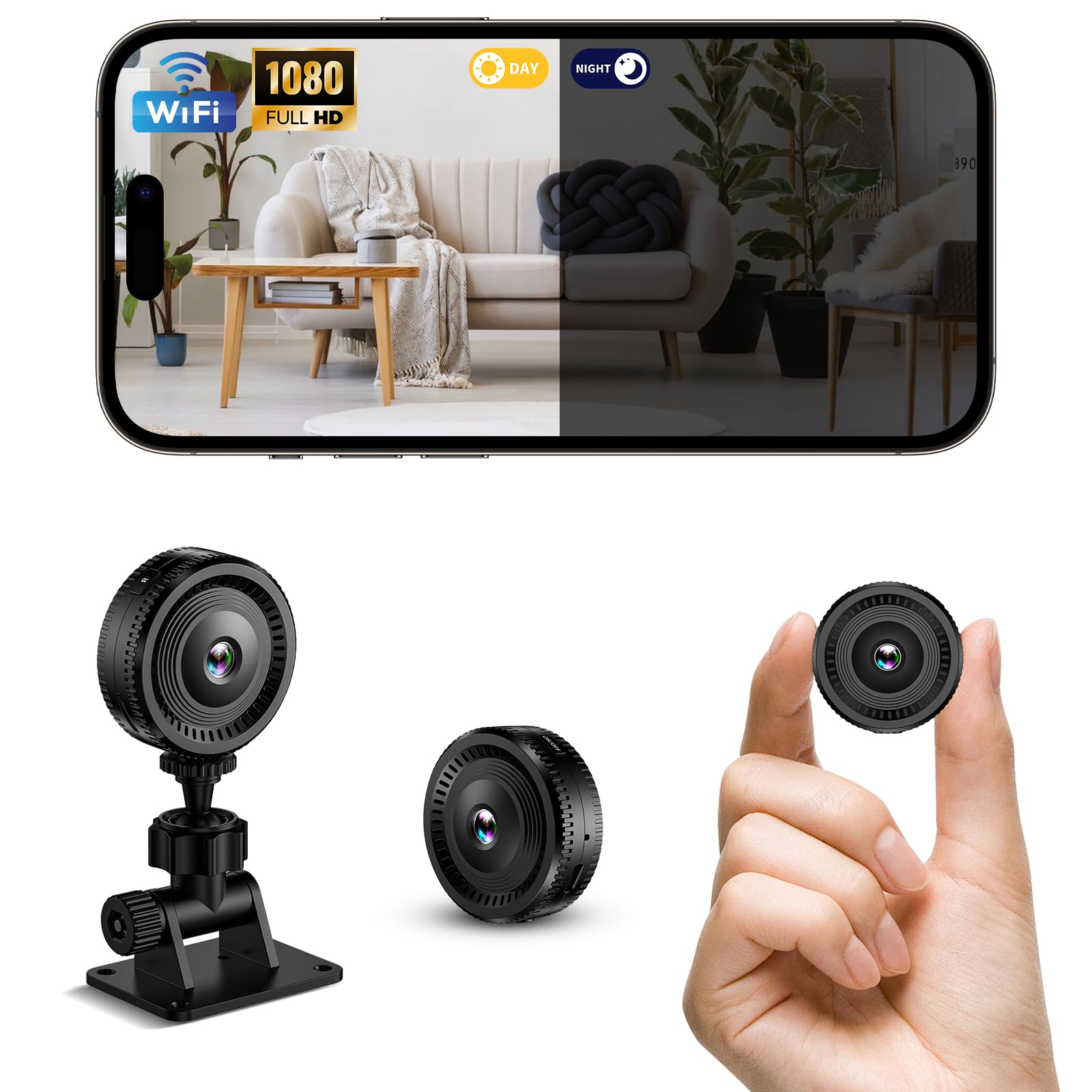 WiFi Security Camera Hidden Mini Cameras Wireless Surveillance Camera AI Motion Detection SD Storage Phone App Control Real-Time