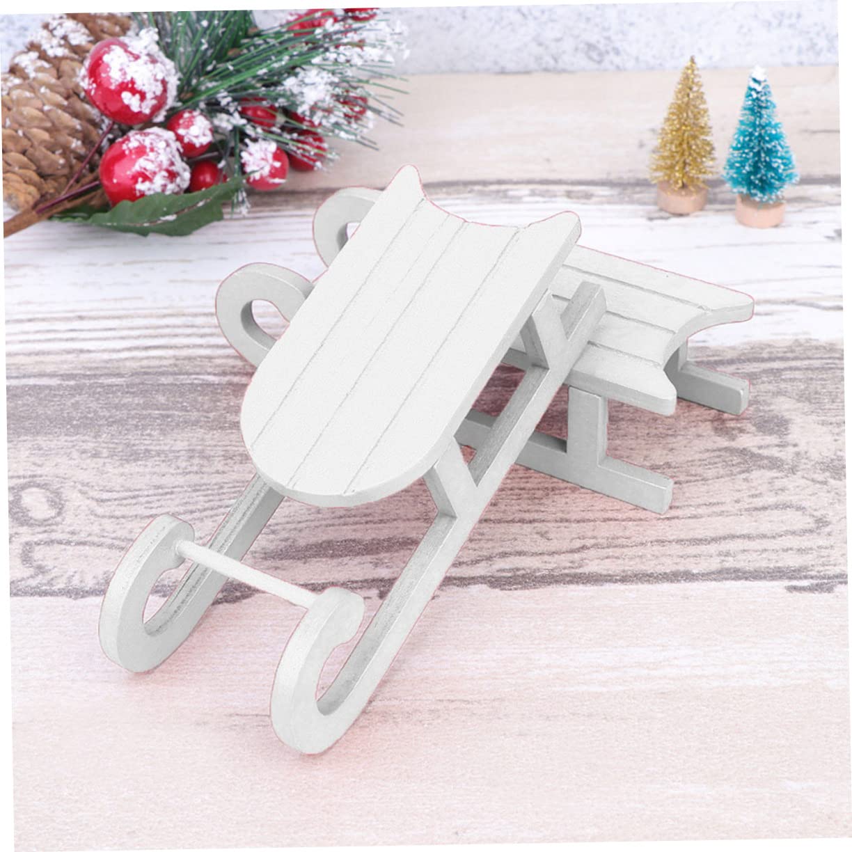 ABOOFAN 8 Set Ornamenti Di Slitta Di Natale Ornamento Slitta Addobbi Natalizi Fai Da Te Renne Natalizie Vacanza Ornamenti in Miniatura Gonfiabile Fiocco Di Neve Di Legno Bianca 2 Pezzi * 8