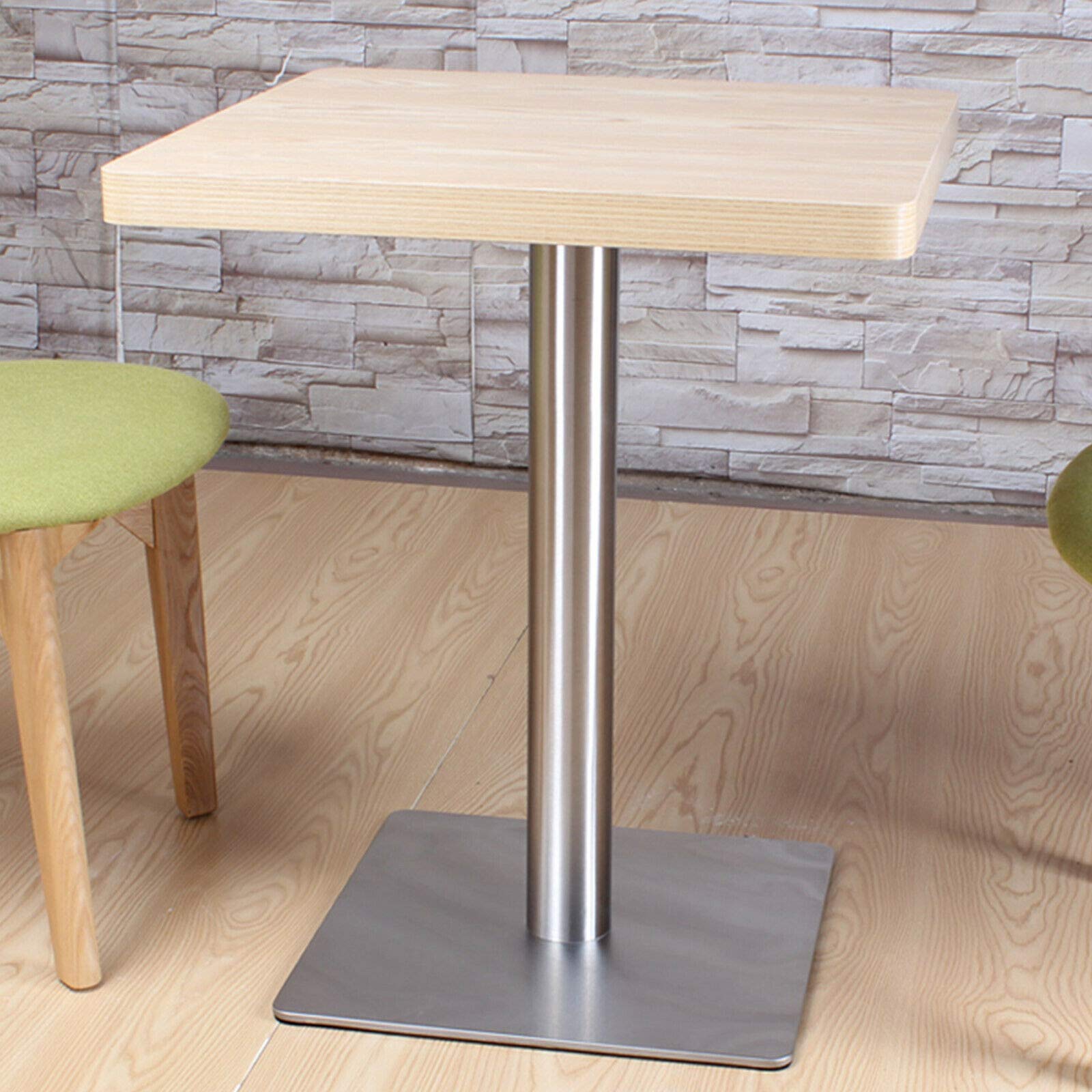 Kaibrite Tischgestell, 72CM Tischsäule Edelstahl Quadratisch Bodenplatte Metall Untergestell Tischfuß Leg für Cafe, Bistro, Imbiss
