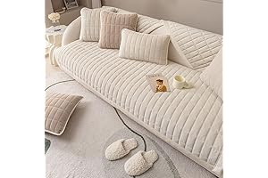 Velvety Plush Plaid Quilted Fleece Sofa Slipcover
